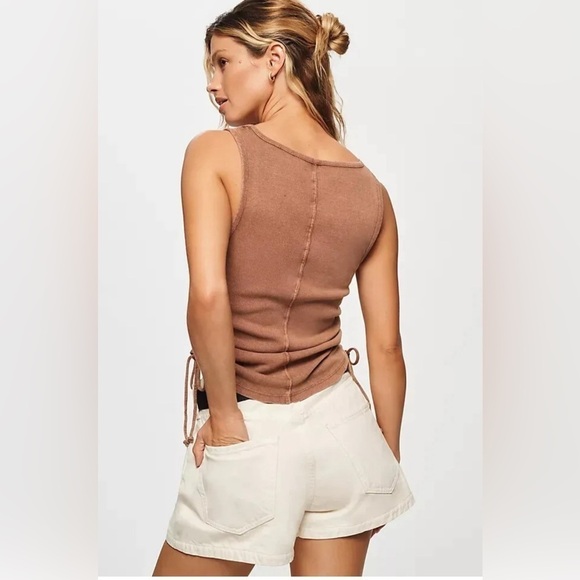 NWT Anthropologie X Pilcro | Ruched Square-Neck Tank Top Sleeveless Medium Boho - Picture 2 of 12